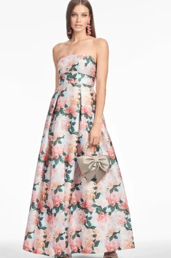 Giovanna Gown in Peach Peonies