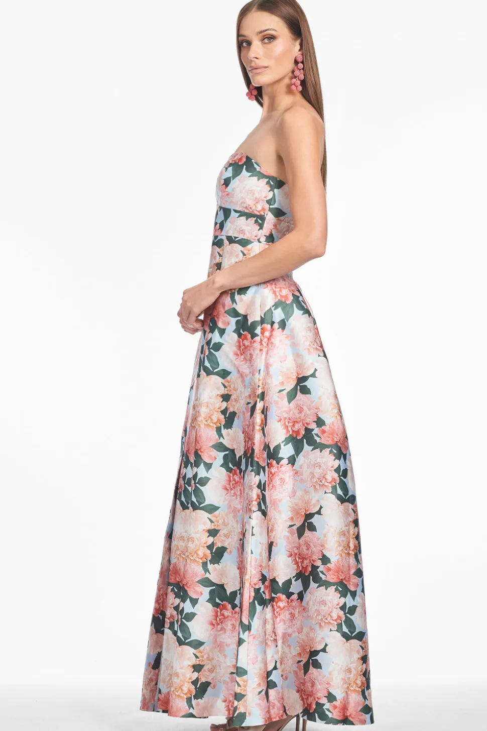 Giovanna Gown in Peach Peonies