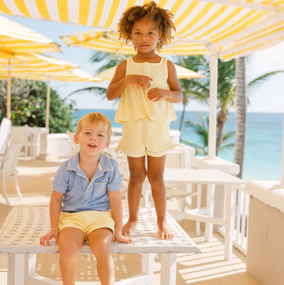 Girls Banana French Terry Button Up Tank