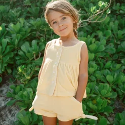 Girls Banana French Terry Button Up Tank