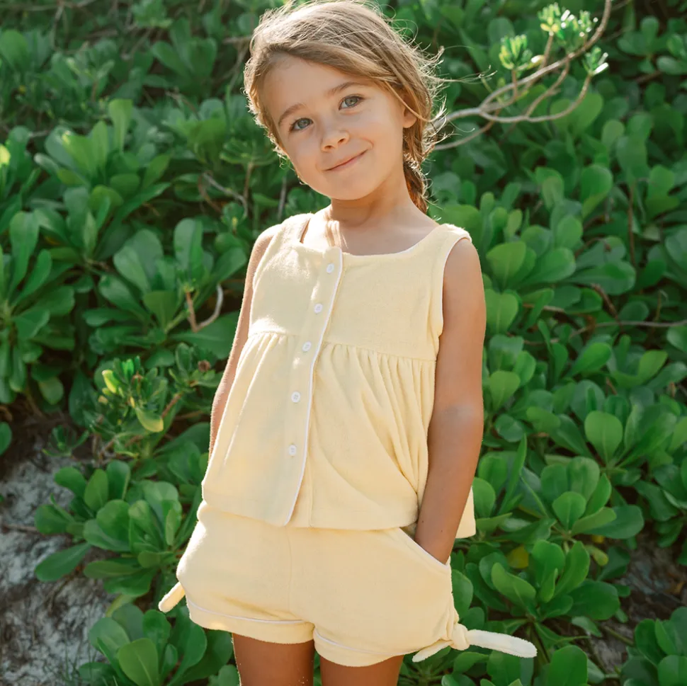Girls Banana French Terry Button Up Tank