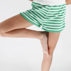 Girls Bermuda Green Stripe French Terry Short