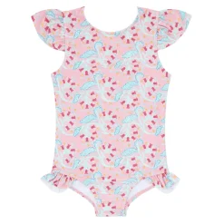 Girls Bluebells Ruffle Cup Sleeve Rashguard One Piece