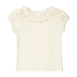 Girls Cream Pointelle Puff Sleeve Blouse