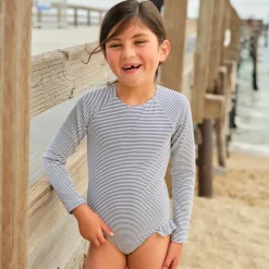 Girl’s Harbor Stripe Rashguard One Piece