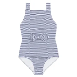 Girl’s Harbor Stripe Tie-Front One Piece
