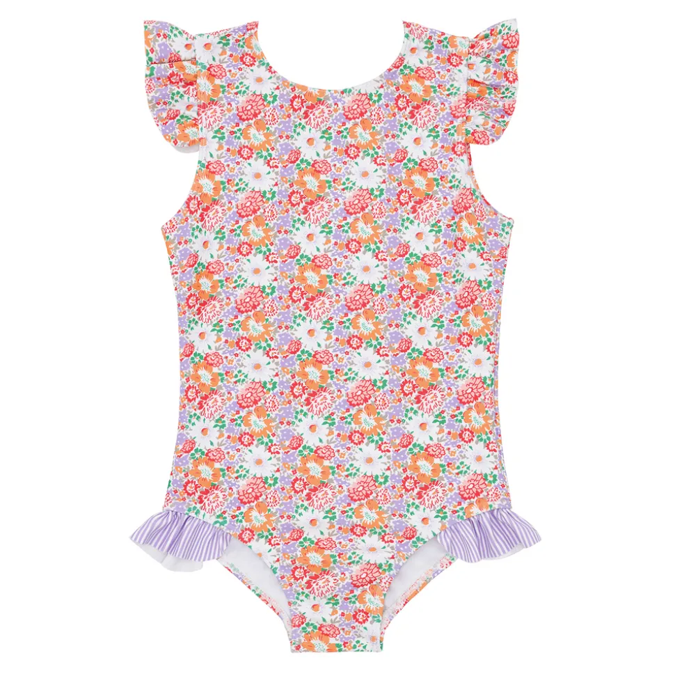 Girls Island Blossom Ruffle Cap Sleeve Rashguard One Piece
