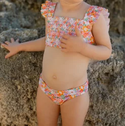 Girls Island Blossom Smocked Ruffle Strap Bikini