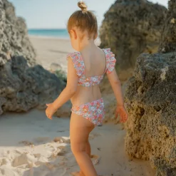 Girls Island Blossom Smocked Ruffle Strap Bikini