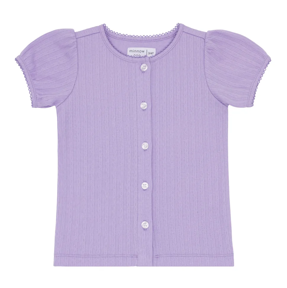 Girls Lavender Breeze Puff Sleeve Shirt