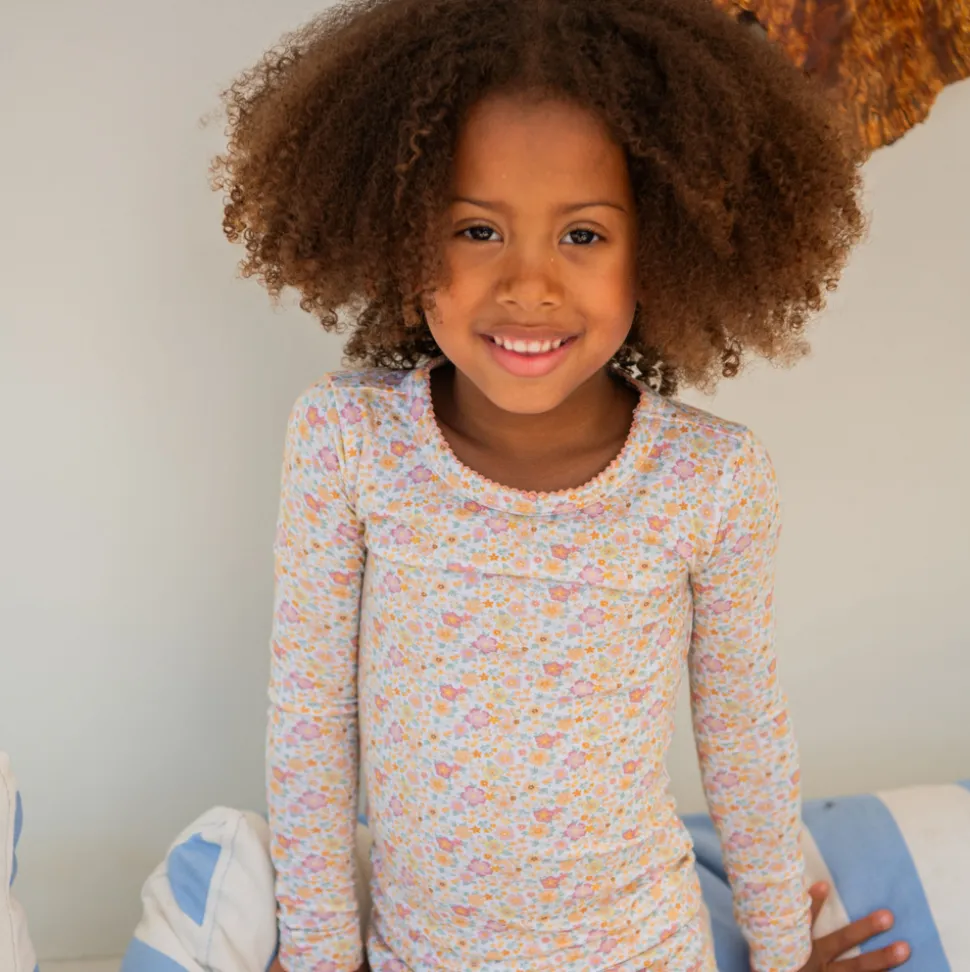 Girls Marigold Floral Pima Pajamas Set