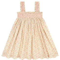Girls Marigold Floral Ruffle Strap Smocked Dress