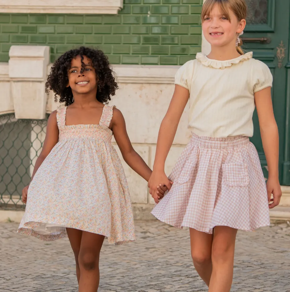 Girls Marigold Floral Ruffle Strap Smocked Dress