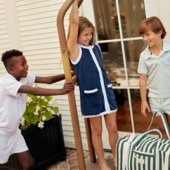 Girls Navy French Terry Dress