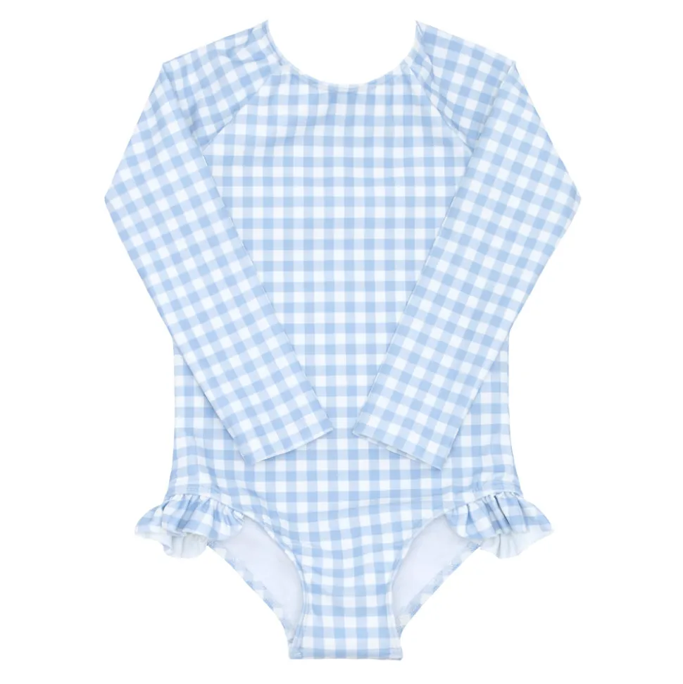 Girl's Oasis Blue Gingham Rashguard One Piece