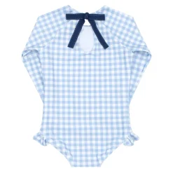 Girl's Oasis Blue Gingham Rashguard One Piece
