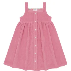 Girls Pink Sands French Terry Square Neck Button Up Dress