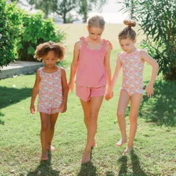 Girls Pink Sands French Terry Tie-Knot Tank Top Set