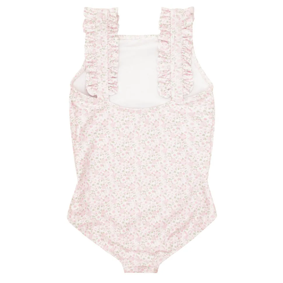 Girls Ruffle Collar One-Piece in Powder Blue Stripe