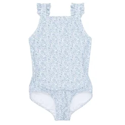 Girls Ruffle Collar One-Piece in Powder Blue Stripe