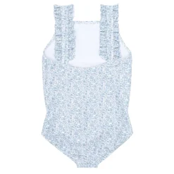 Girls Ruffle Collar One-Piece in Powder Blue Stripe