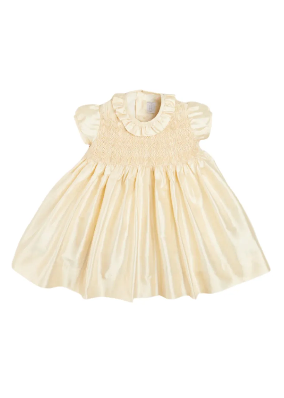 Girls Silk Hand Smocked Celebration Dress in Champagne