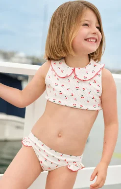 Girl’s Summer Cherries Rounded Collar Bikini