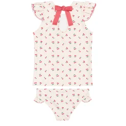 Girl’s Summer Cherries Ruffle Cap Sleeve Rashguard Set