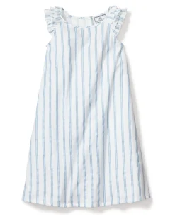 Girl’s Twill Amelie Nightgown in Periwinkle Stripe