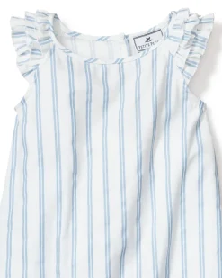 Girl’s Twill Amelie Nightgown in Periwinkle Stripe