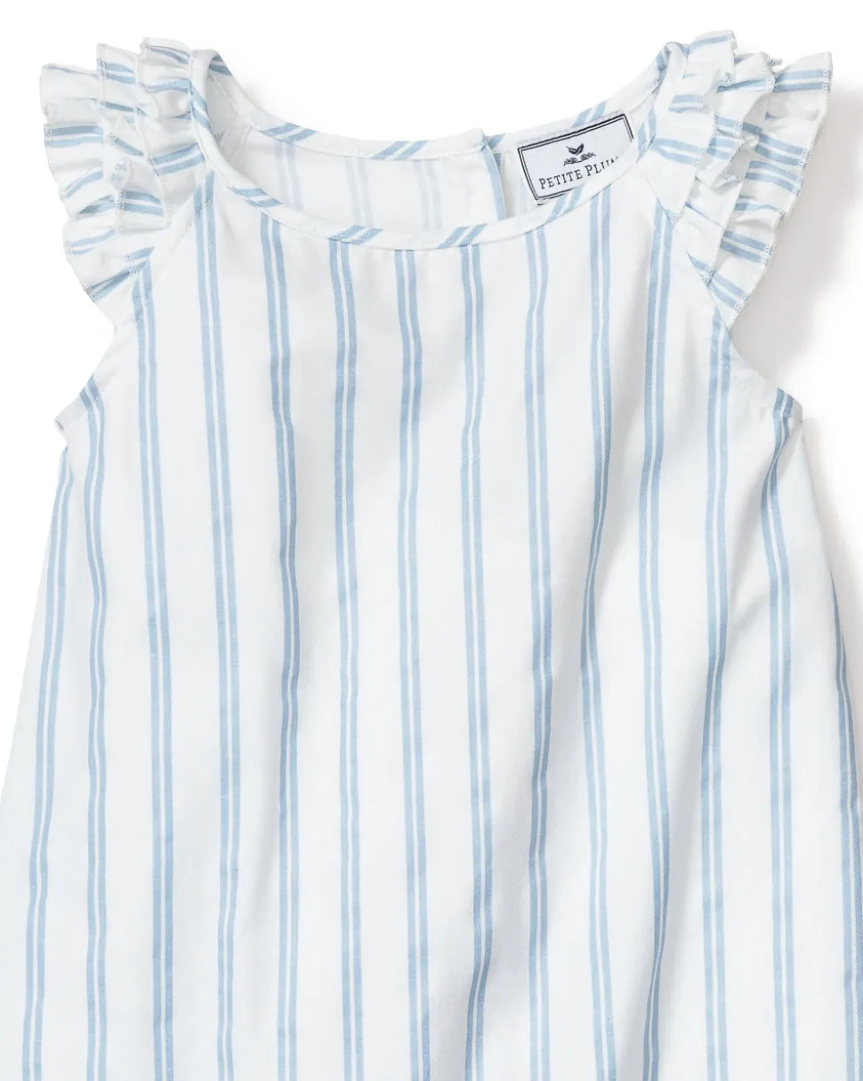 Girl’s Twill Amelie Nightgown in Periwinkle Stripe