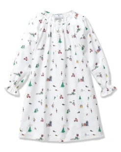 Girl's Twill Delphine Nightgown in Holiday Town