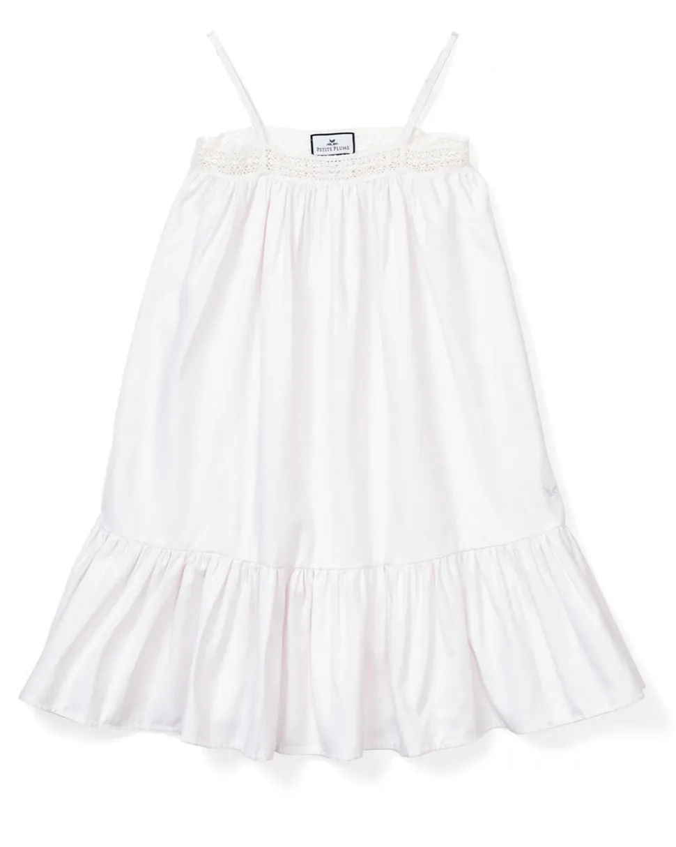 Girl’s Twill Lily Nightgown in White