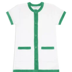 Girls White French Terry Button Down Dress