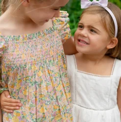 Girls White Square Neck Dress