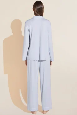 Gisele Long Pj Set in Ice Blue/Ivory