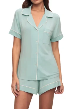 Gisele Relaxed Short PJ Set in Canal Blue/Ivory