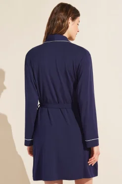 Gisele Tuxedo Robe in Navy/Ivory