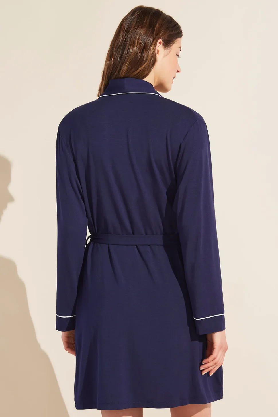 Gisele Tuxedo Robe in Navy/Ivory