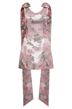 Gita Light Pink Brocade Mini Dress