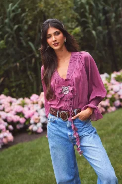 Gol Blouse in Plum