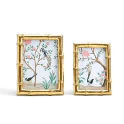 Gold Faux Bamboo Photo Frame, Set of 2