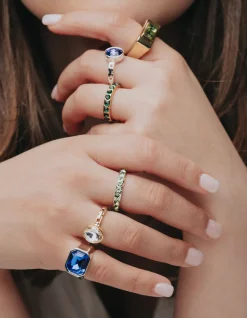 Gold Rectangle Stone Ring