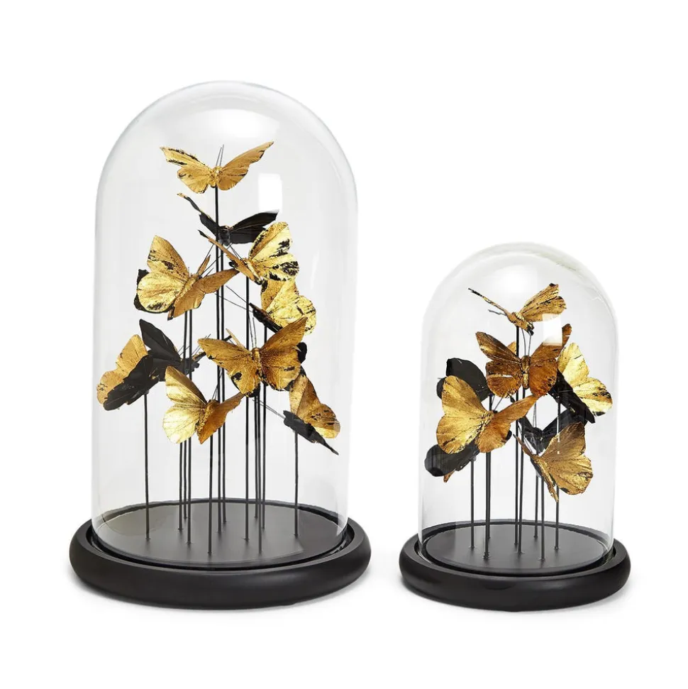 Golden Butterflies in Dome, Set of 2