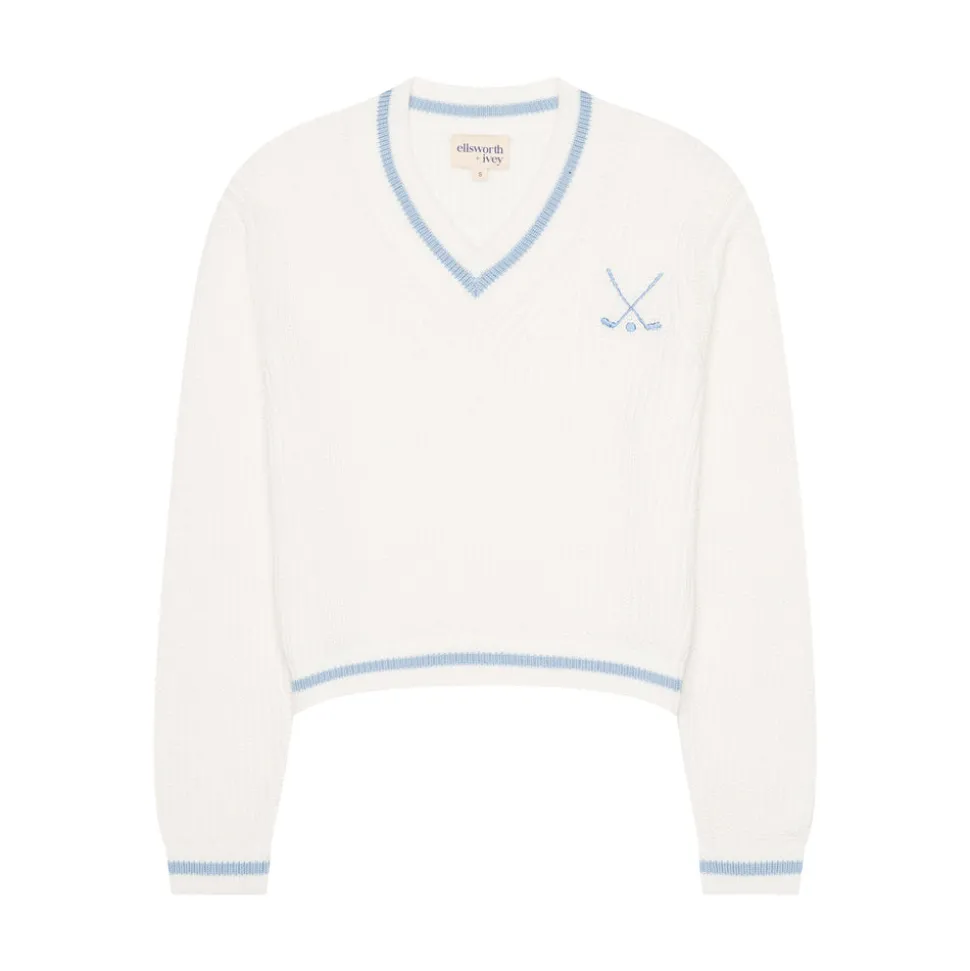 Golf Club Varsity Sweater in Light Blue