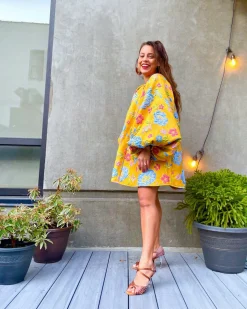 Good Luck Dress in Yellow Jacquard