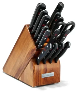 Gourmet Knife Block Set in Acacia, Set of 16