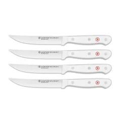 Gourmet Steak Knife Set with White Handles, Set of 4