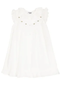 Gracie White Cotton Dress with Butterfly Sleeves