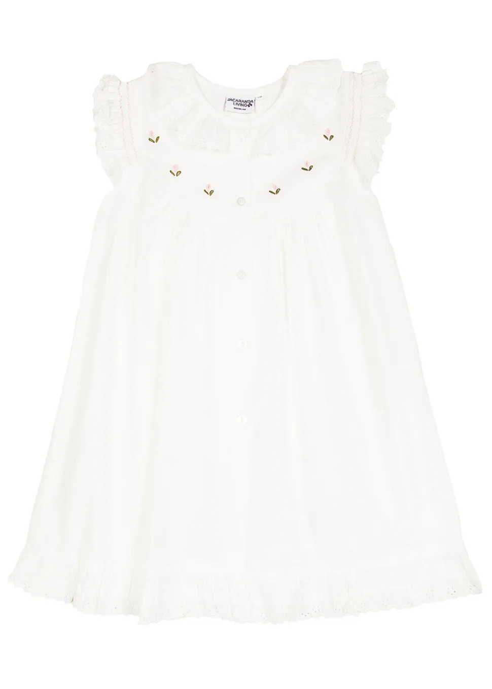 Gracie White Cotton Dress with Butterfly Sleeves